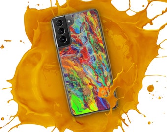 Fluorescent Abstract Art Samsung Phone Case, Fluid Pour Painting
