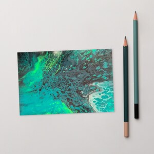 Green Splash Original Gießen Gemälde Druck Standard Postkarte