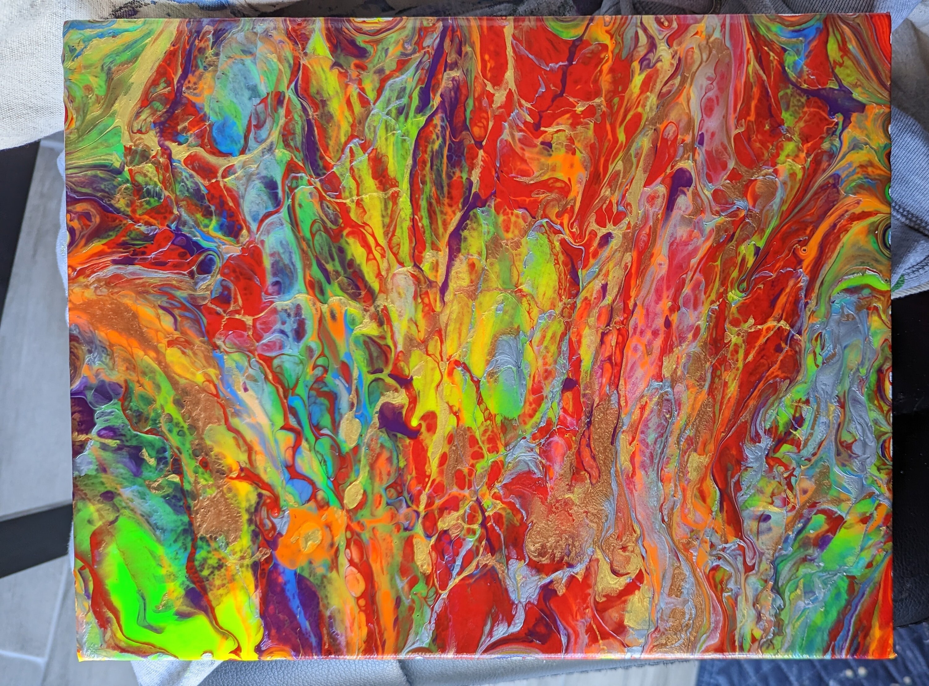 11x14 Original Abstract Canvas Art Acrylic Pour Painting "candy Splash ...