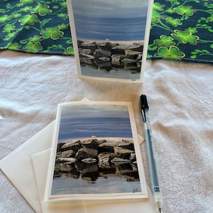 Farol sobre as rochas Notecard. Conjunto de 5 cartas 4x6