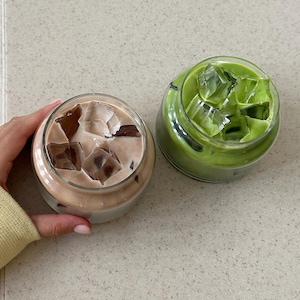 Iced Latte Coffee Scented Candle: Handmade Soy Wax Candle with Ice Cubes