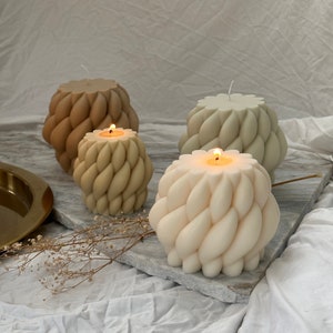 Knot Candle/ Knit Candle/ Big Interwoven Knit Pillar Candles/Medium Cozy Candle/ Twisted Knot Candle/ Homemade Soy Wax Candle Cute Candle image 1