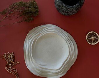 Wavy Round Unique Concrete Tray, Coffee Table Tray, Round Trays, Decorative Table Tray, Jewelry Perfume Tray, Coffee Tray, Gift Idea