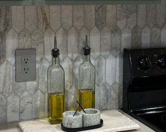Large Concrete Travertine Tray: Kitchen & Bathroom Catchall (8x16 inch)