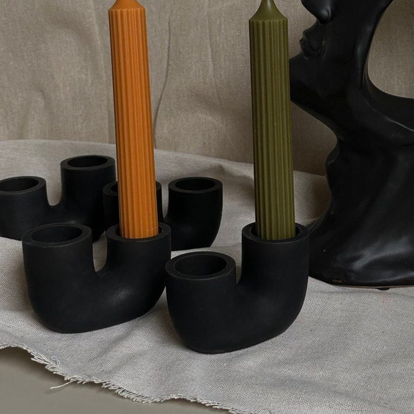 Candle Holder -Candlestick Holder- U Shaped Candle Holder - Minimalist Home - Modern Home - Taper  Holders  Tabletop Double candle holder