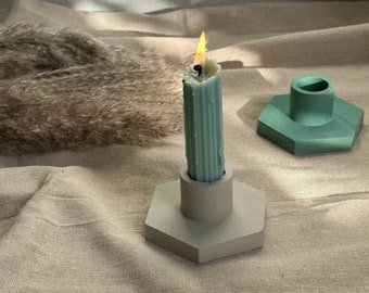 Candlestick Holder - Concrete Candle  - Modern Home - Tabletop - Holiday Table - Minimalis concrete - Taper Candle Holde -   Centerpiece