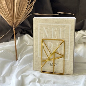 Gold Book Ends ,Unique Geometric Metal Bookends for Desks,  Modern Elegance for Organizing Books, Book end , industrial decor