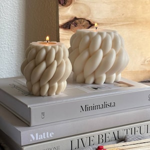 Knot Candle/ Knit Candle/medium  Interwoven Knit Pillar Candles/Medium Cozy Candle/ Twisted Knot Candle/ Homemade Soy Wax Candle Cute Candle