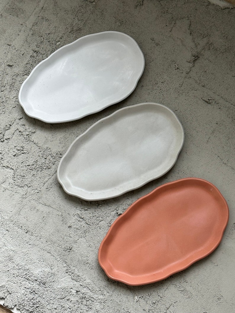 Tray Bathroom Tray Oval Concrete Tray Jewelry Tray Modern Decor Housewarming Gift Home Products Colorful Organizer image 1