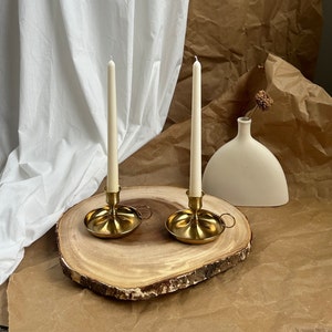 Antique Brass Cast Aluminum Rabbit Pillar Candle Holders - Set of