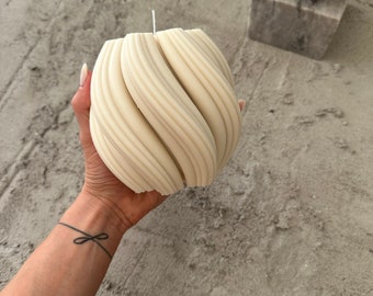 Swirl Decor Soy Wax Candle: Modern Minimalist Pillar