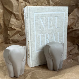 Minimalist Elephant Concrete Bookends - Sturdy & Stylish, Ideal Man's Gift for Book and Animals Lover