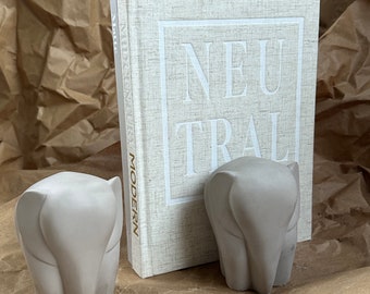 Minimalist Elephant Concrete Bookends - Sturdy & Stylish, Ideal Man's Gift for Book and Animals Lover