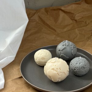 Moon and Earth Candle Set: Celestial Space Decor