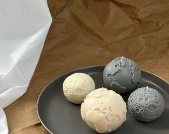 Moon and Earth Candle Set: Celestial Space Decor