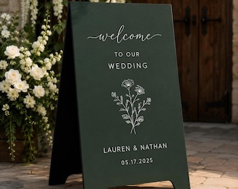 Custom A-Frame Wedding Welcome Sign, Double-Sided MDF Event Signage