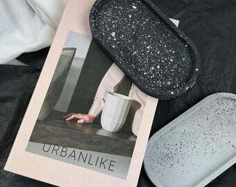Stone Tray - Bathroom Tray - Oval - Concrete Tray -Candle Holder - Home Organisation - Minimalist Home Decor -Jewelry Holder - Cement Tray