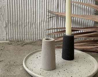 Candlestick Holder, Concrete Candle, Minimalist, Taper Candle Holder, Modern Home, Tabletop - Modern - Candle Holder - Centerpiece