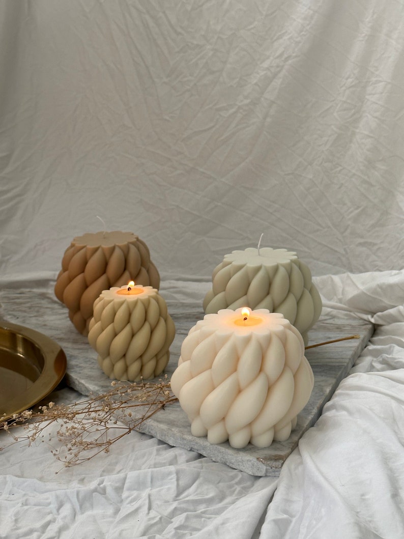 Knot Candle/ Knit Candle/ Big Interwoven Knit Pillar Candles/Medium Cozy Candle/ Twisted Knot Candle/ Homemade Soy Wax Candle Cute Candle image 1