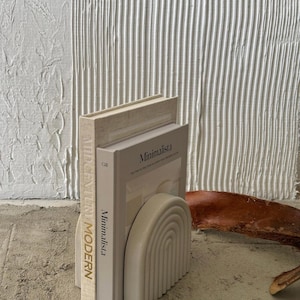 Concrete Rainbow Arch Bookend: Minimalist Home Decor (5x5 inch)