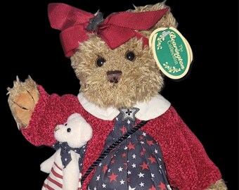 Betsy and Ross Bearington Collection 14" Plush Bear Patriotic Blue Red Outfit China Collectible Gift July 4th Stars Vintage USA