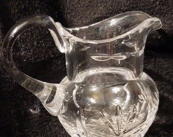 Small Pressed Mini Creamer Syrup Pitcher, Art , Clear Glass, Collectible, Decor, Food, Gift, Kitchen, Vintage