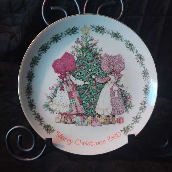 Holly Hobbie Merry Christmas 1979 Decorative Plate, Art, Collectible, Gift, Wall, Vintage