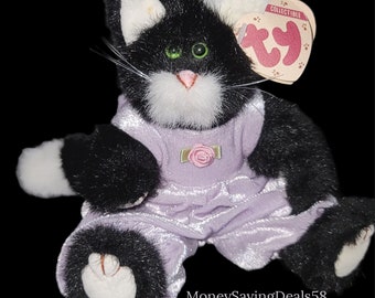1993 TY Attic Treasures Collection “purrcy” Black Cat Wearing