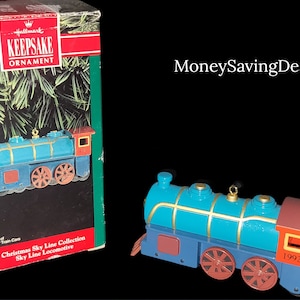 Hallmark KeepSake New Collectors Ornament &quot;Christmas Sky Line&quot; 1992 Sky line Locomotive Metal Cho Cho Train Hanging Christmas Tree Ornament