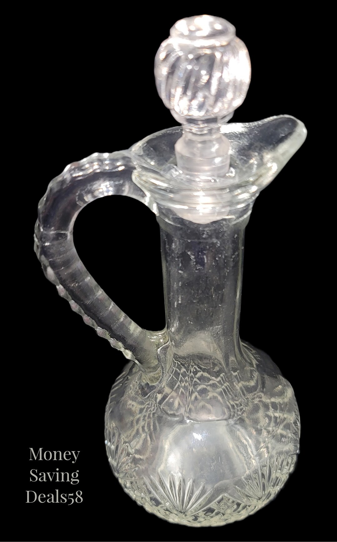 1960s Avon Cruet Bottle Clear Glass Cork Stopper Bath Oil Perfume Art Bubble Bath Gift