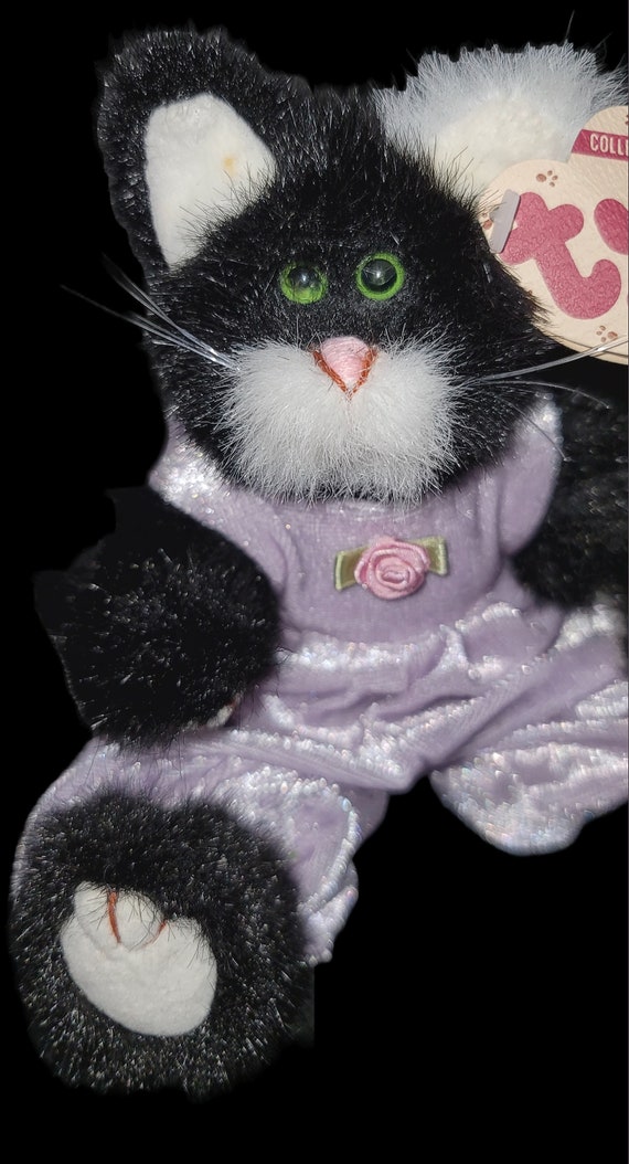 TY Cat Purrcy Jointed Retired TY Attic Treasures 1993 Black Cat Collectible Gift Handmade in China Kitty Purple Jumpsuit Vintage Etsy Canada