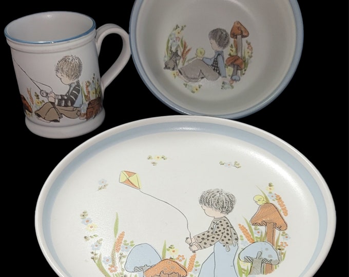 Plate, Bowl, Cup Mug Stoneware Set by Dream Weaver Denby England Bird