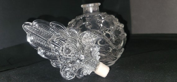 8" Art Deco Hobnail Perfume Bottle Pressed Clear … - image 1