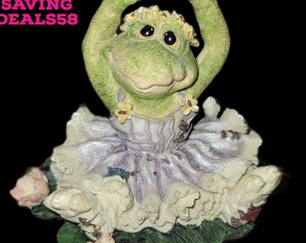 Boyds Bears & Friends 1999 Wee Folkstone Ribbit Tutu C Ribbit Frog Lake 1E/2241 Art Boyds Bears Dance Keepsake Frog Collectible Toad Vintage