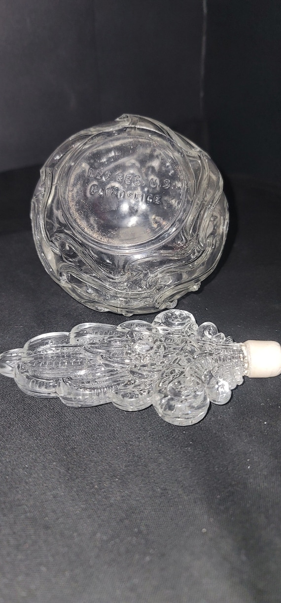 8" Art Deco Hobnail Perfume Bottle Pressed Clear … - image 9