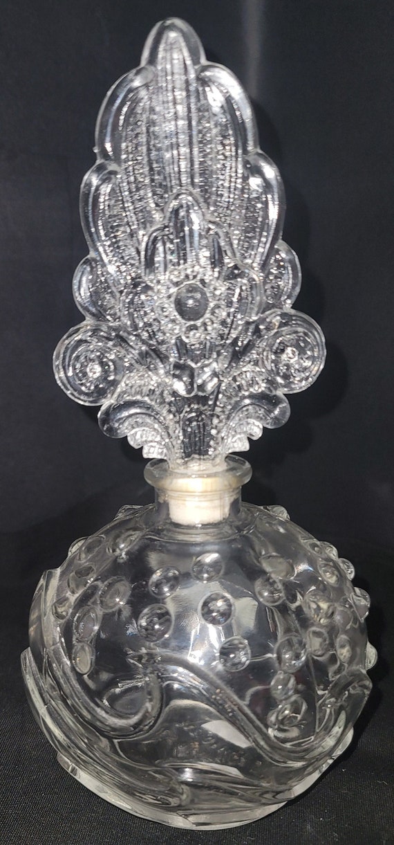 8" Art Deco Hobnail Perfume Bottle Pressed Clear … - image 2