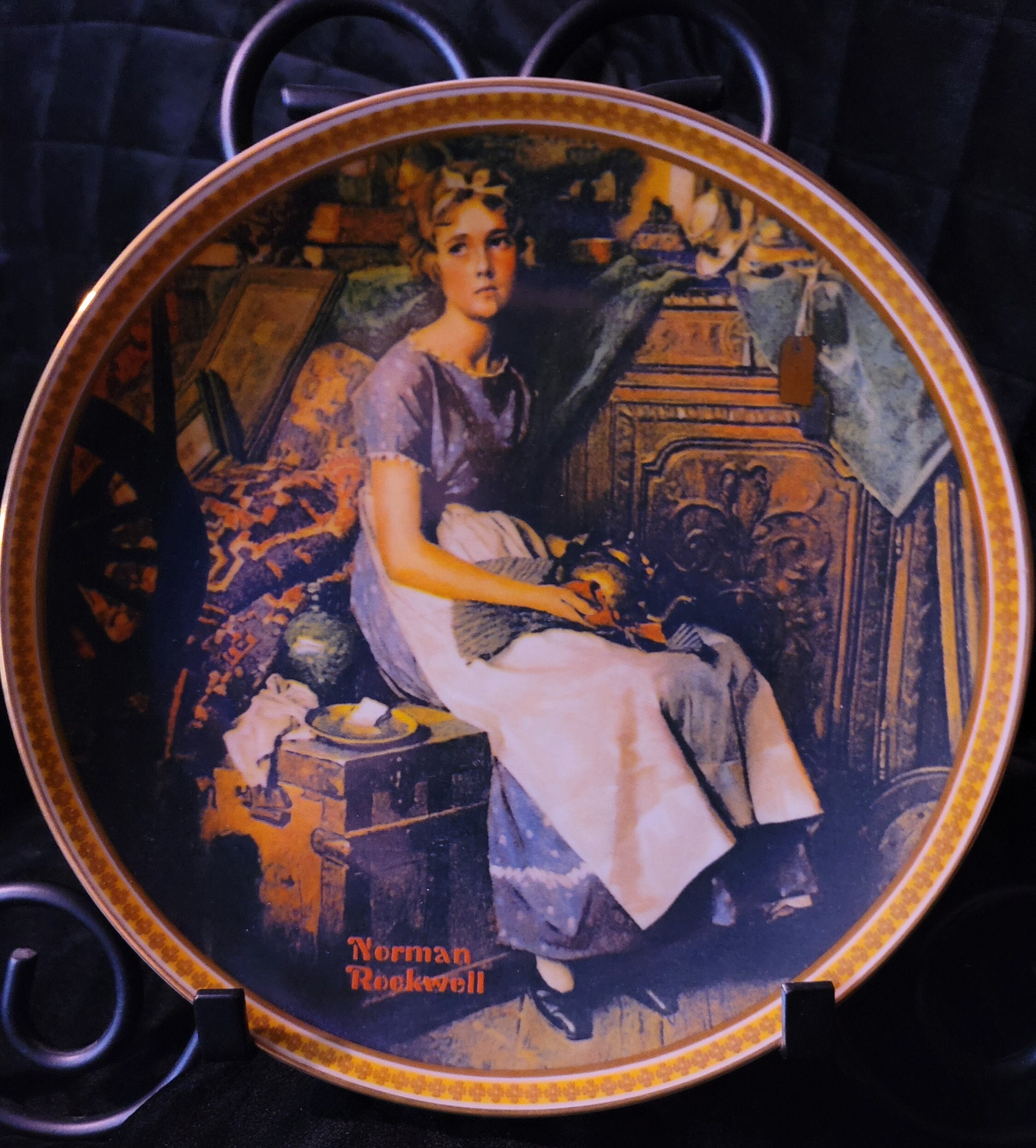 【SALE5/3〜5/6−3000円】1950'sヴィンテージドミノブレスレット Knowles Norman Rockwell Plate 8.5