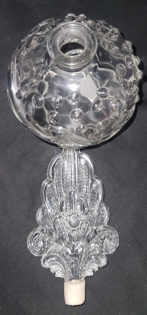 8" Art Deco Hobnail Perfume Bottle Pressed Clear … - image 5