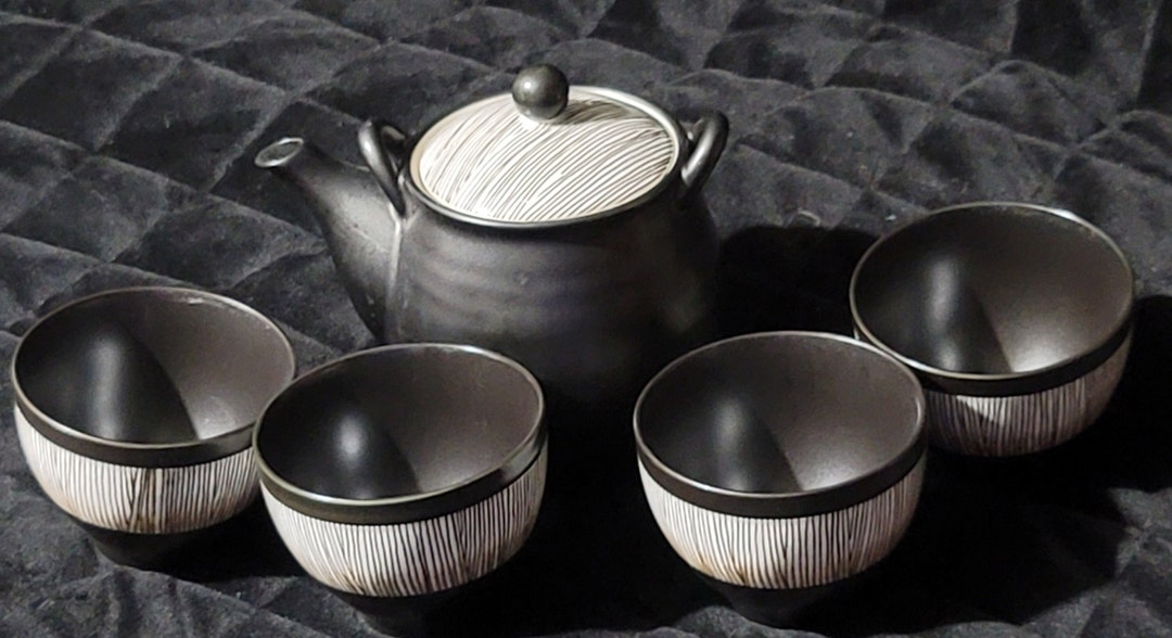 Teavana Fine Porcelain Teaset Hugo Black & White Teapot Etsy