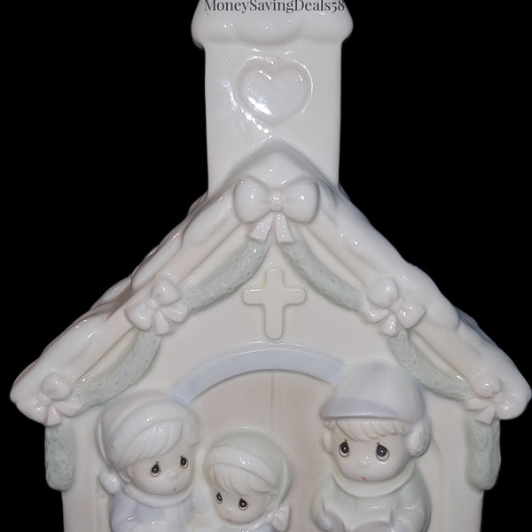 1993 Samuel J Butcher "Nightlight Church" Porcelain Figurine Collectible Precious Moments Enesco Art Collectible Girl Snow Winter Vintage