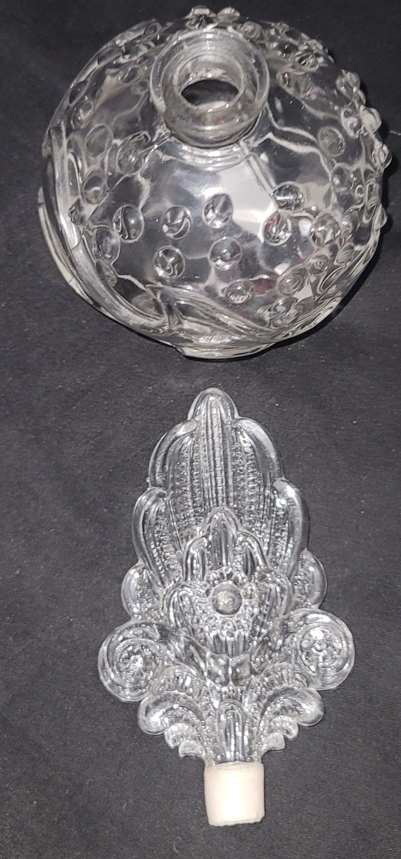 8" Art Deco Hobnail Perfume Bottle Pressed Clear … - image 6