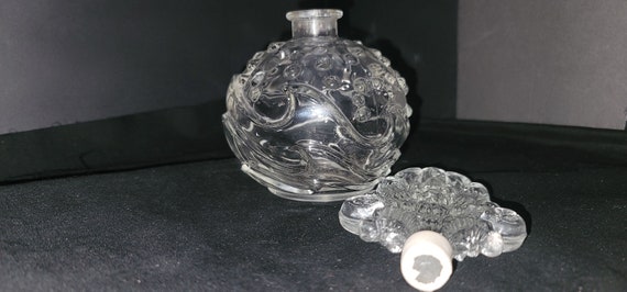 8" Art Deco Hobnail Perfume Bottle Pressed Clear … - image 3