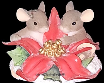 Charming Tails The Season of Love 87/108 Figurine Fitz and Floyd Art Christmas China Collectible Handcrafted Present Mouse Sculpture Vintage