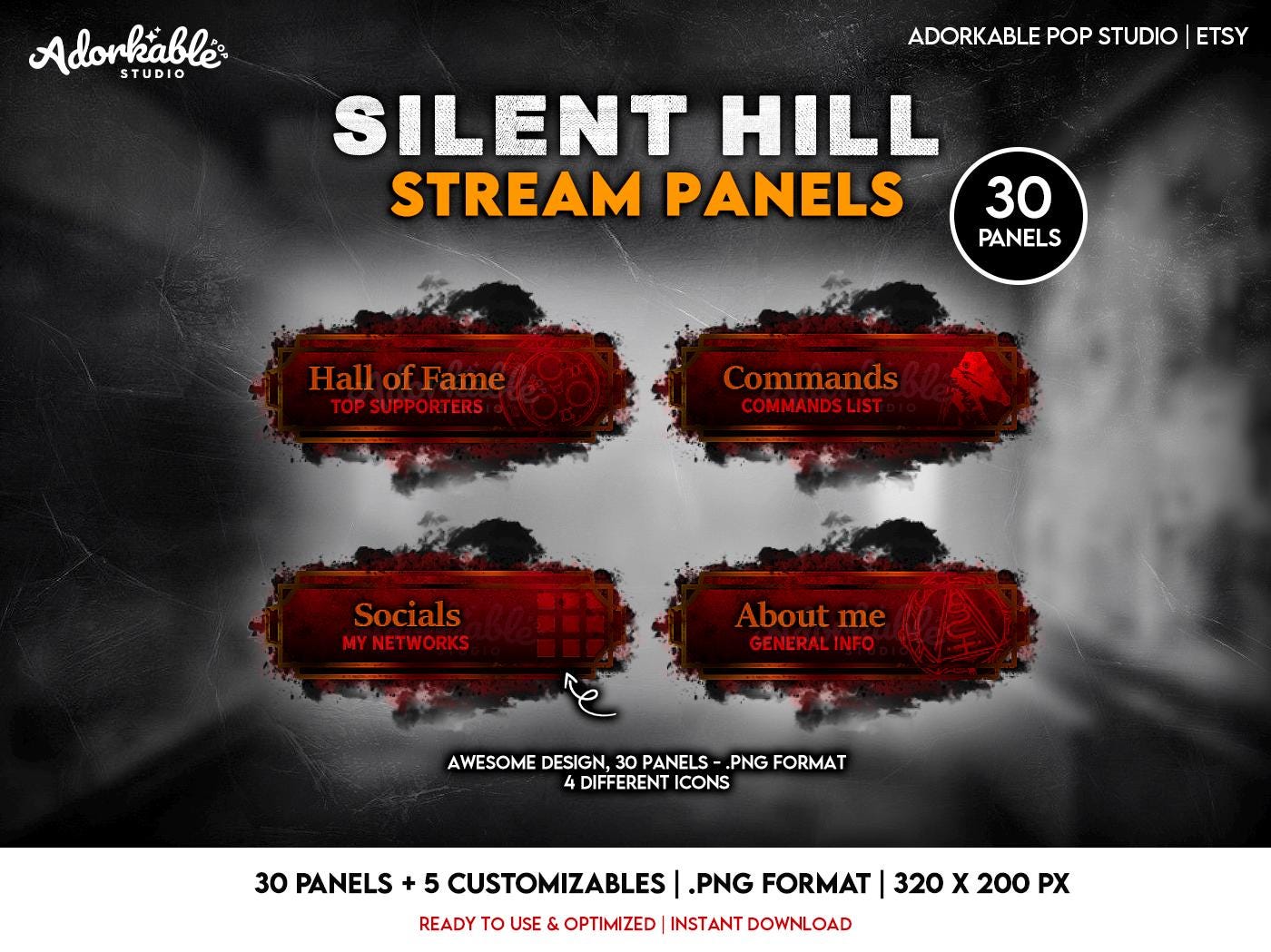 Silent Hill Twitch-panelen | 30 panelen | Stream-overlay | Op Silent Hill  geïnspireerd | Terreurnacht | Survivalhorror | Rood | Mist | Gamen | Kick -  Etsy België, image size:1400x1049