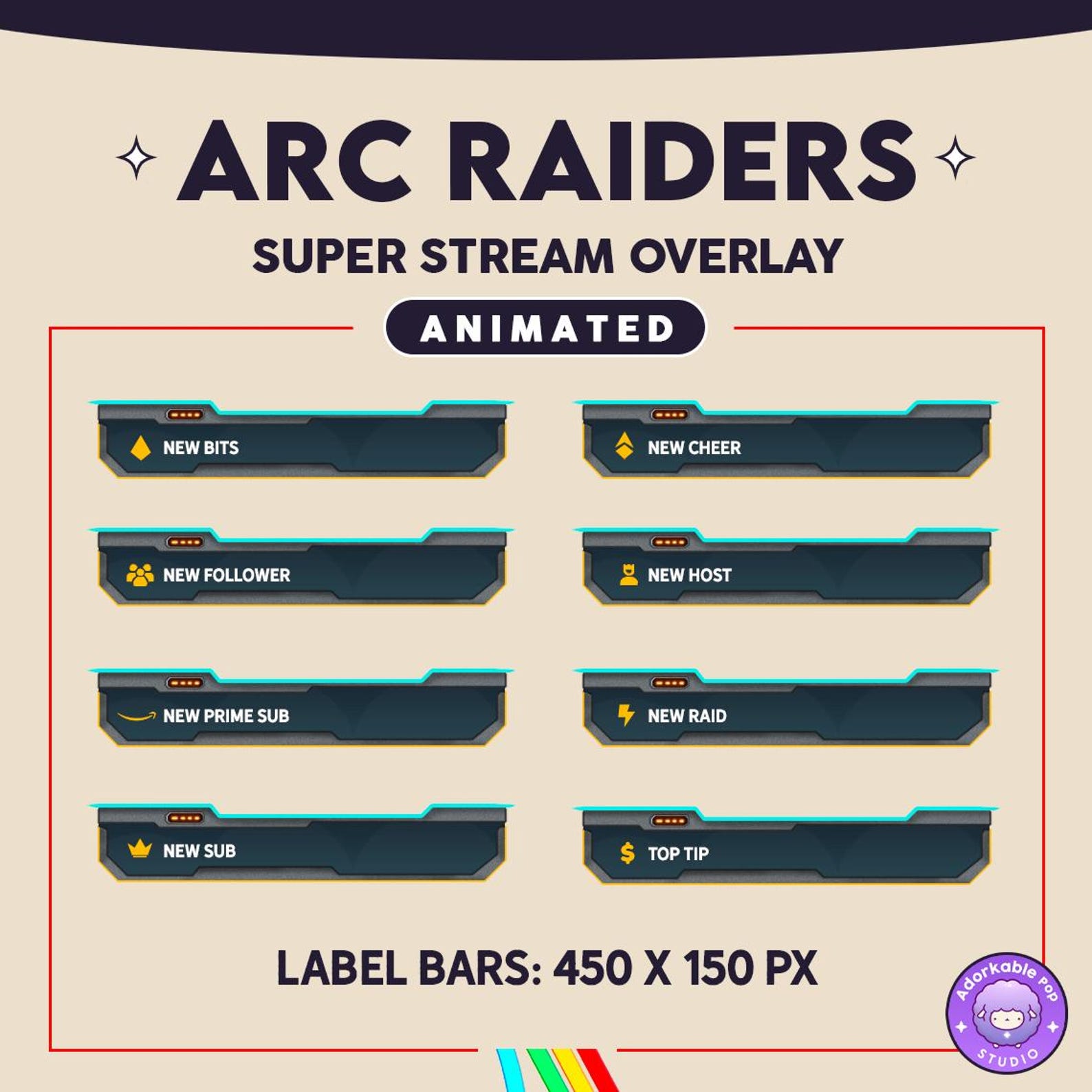 Arc Rider Progress Bar ARC RAIDERS Animated Overlay Pack | 2x Cam Borders | Chatbox | 8x Label ...