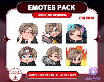 Resident Evil Leon Twitch Emotes Pack | Stream Overlay Assets
