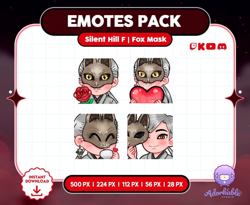 Silent Hill F Fox Mask Twitch Emotes Pack | Static | 5 Sizes | Discord ...