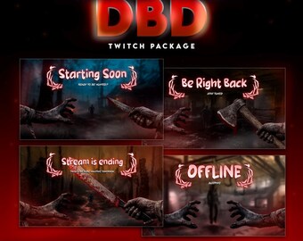 Dead by Daylight Overlay Animated Bundle | DBD Twitch Stream Overlay | Assets Webcam Panels Chatbox