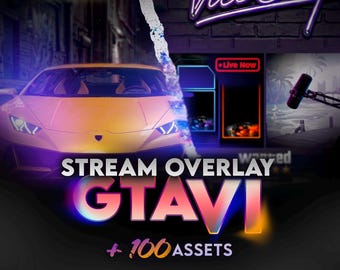 GTA 6 Twitch Stream Overlay Pack | Webcam, Alerts, Panels, Screens & Banners | GTA VI Animated Overlay