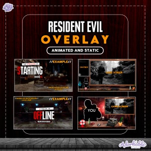 Conjunto de sobreposições Resident Evil Super para Twitch / Pacote de transmissão animada e estática / Borda / Tabela / Barras de rótulos / Caixa de bate-papo / Jogos / Videogames
